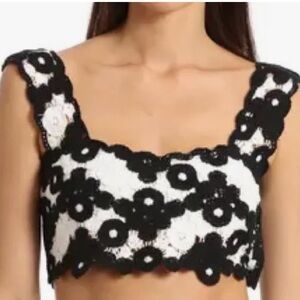 Avec Les Filles Crochet Tank in Black and White
